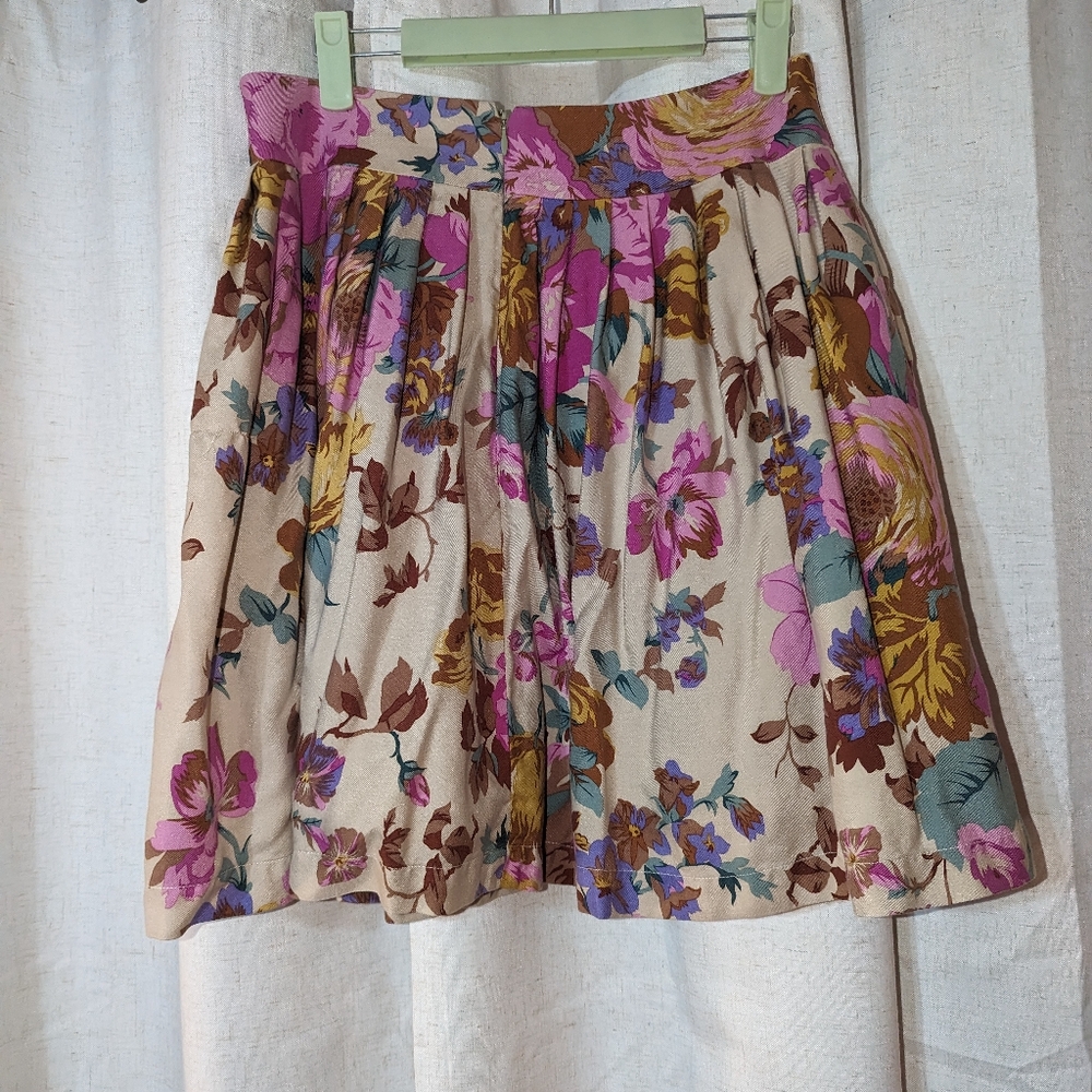 Silk Floral Romantic Slight Bubble Hem Skirt Pockets Anthropologie - Picture 5 of 7